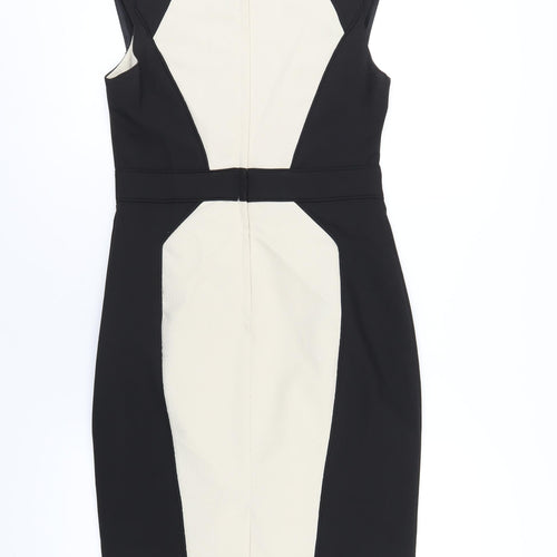 Dorothy Perkins Womens Black Polyester Pencil Dress Size 12 Square Neck Zip