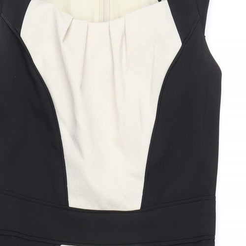Dorothy Perkins Womens Black Polyester Pencil Dress Size 12 Square Neck Zip