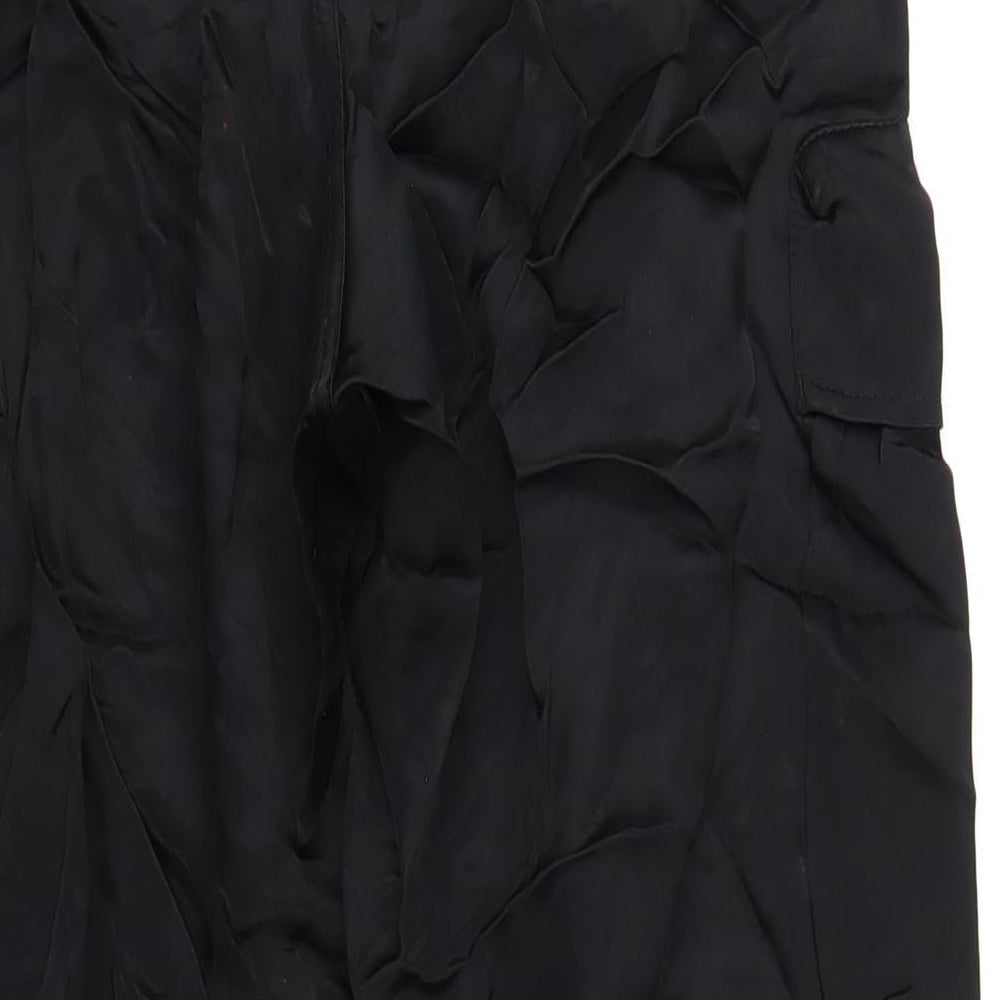 Zara Womens Black Polyester Cargo Trousers Size S L32 in Regular Zip