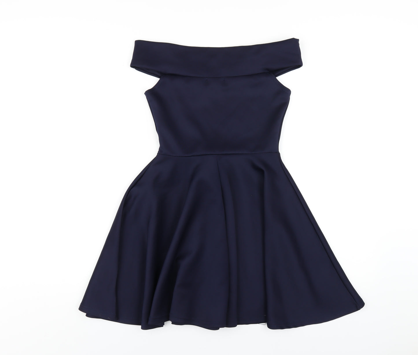 Boohoo Womens Blue Polyester A-Line Size 8 Off the Shoulder Pullover