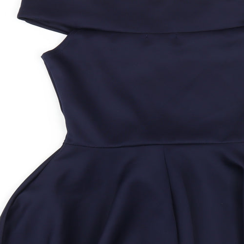 Boohoo Womens Blue Polyester A-Line Size 8 Off the Shoulder Pullover