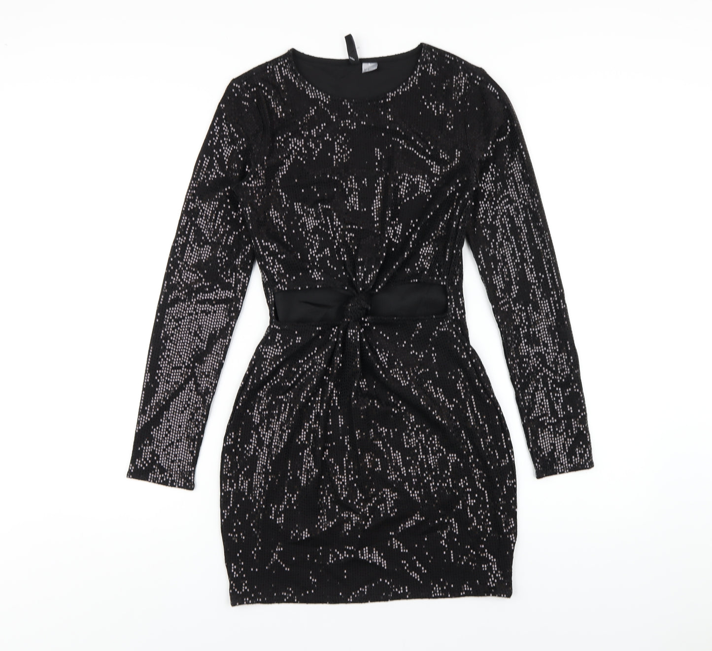 H&M Womens Black Polyester Mini Size S Round Neck Pullover