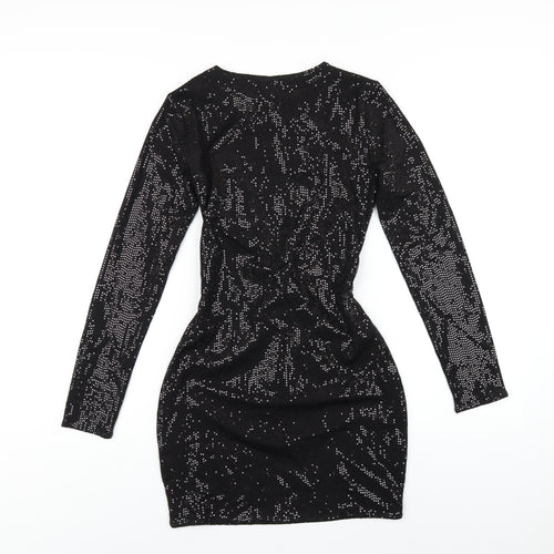H&M Womens Black Polyester Mini Size S Round Neck Pullover