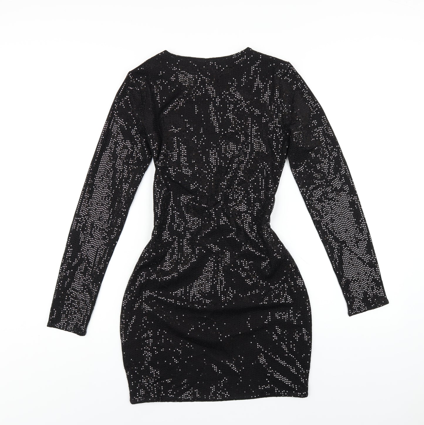 H&M Womens Black Polyester Mini Size S Round Neck Pullover