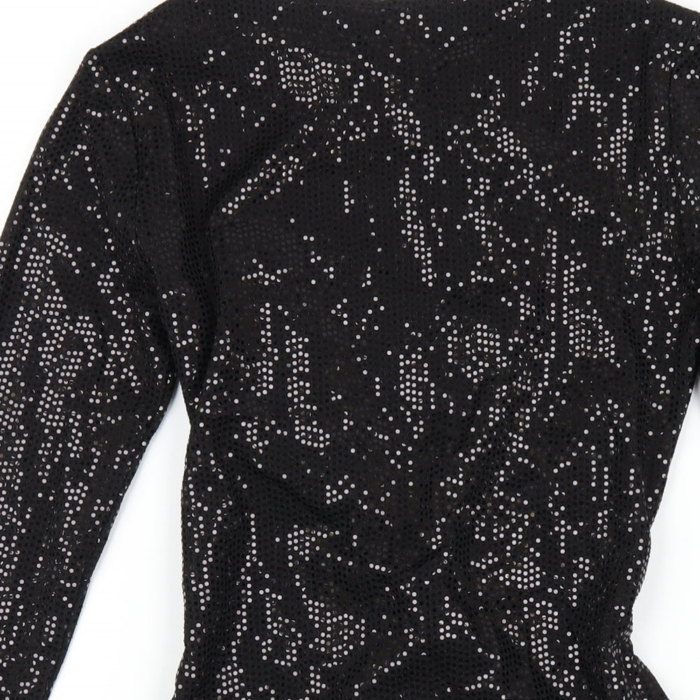 H&M Womens Black Polyester Mini Size S Round Neck Pullover