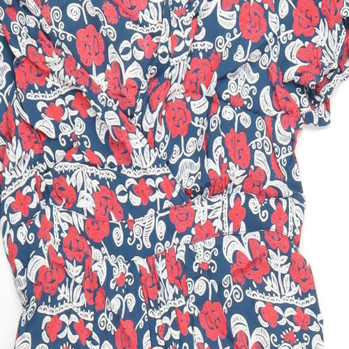 EAST Womens Multicoloured Geometric Viscose A-Line Size 10 V-Neck Pullover
