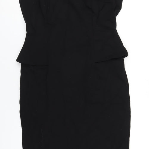 14 Womens Black Viscose Pencil Dress Size 14 Scoop Neck Zip