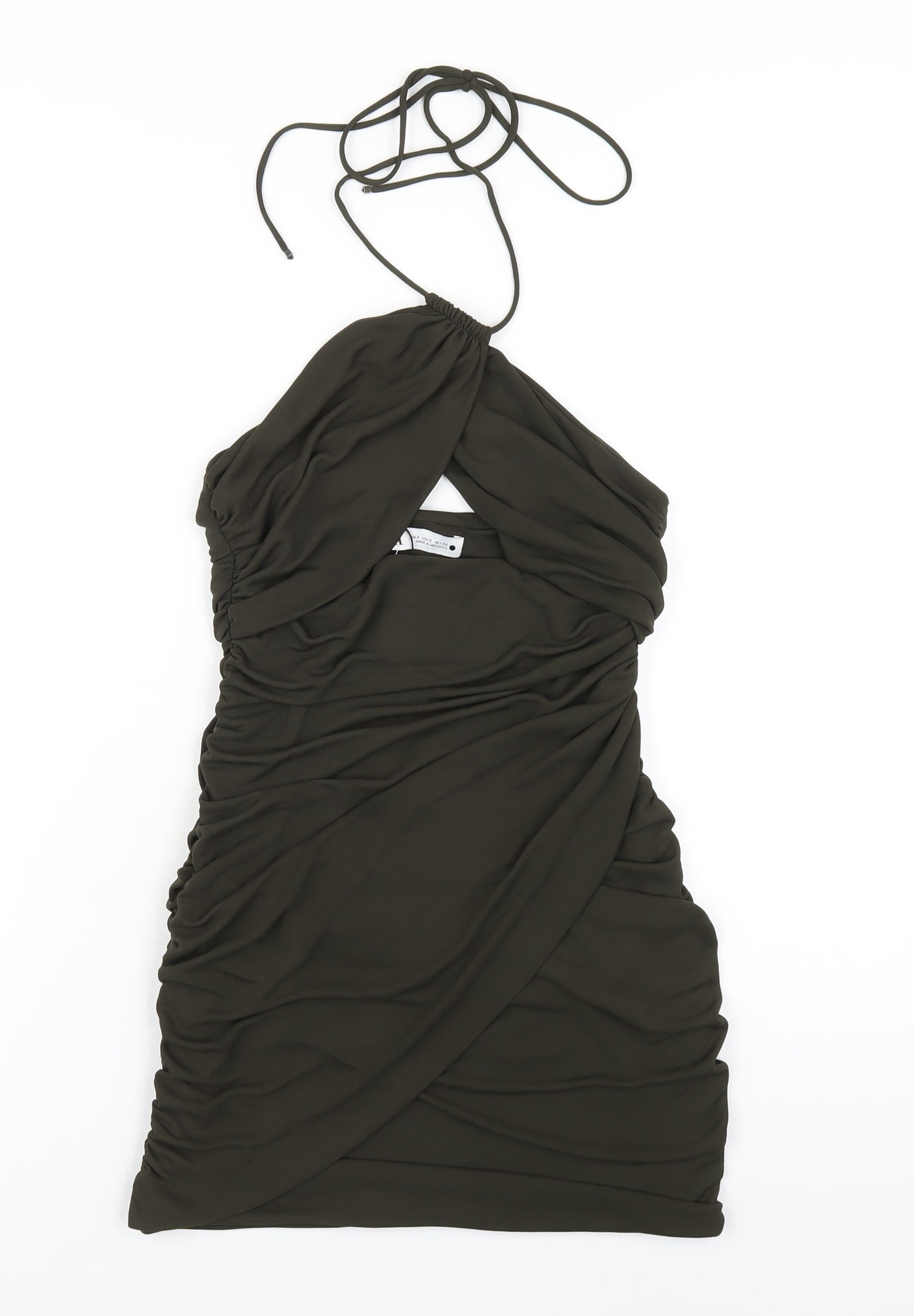 Zara Womens Green Polyester Mini Size S Halter Pullover