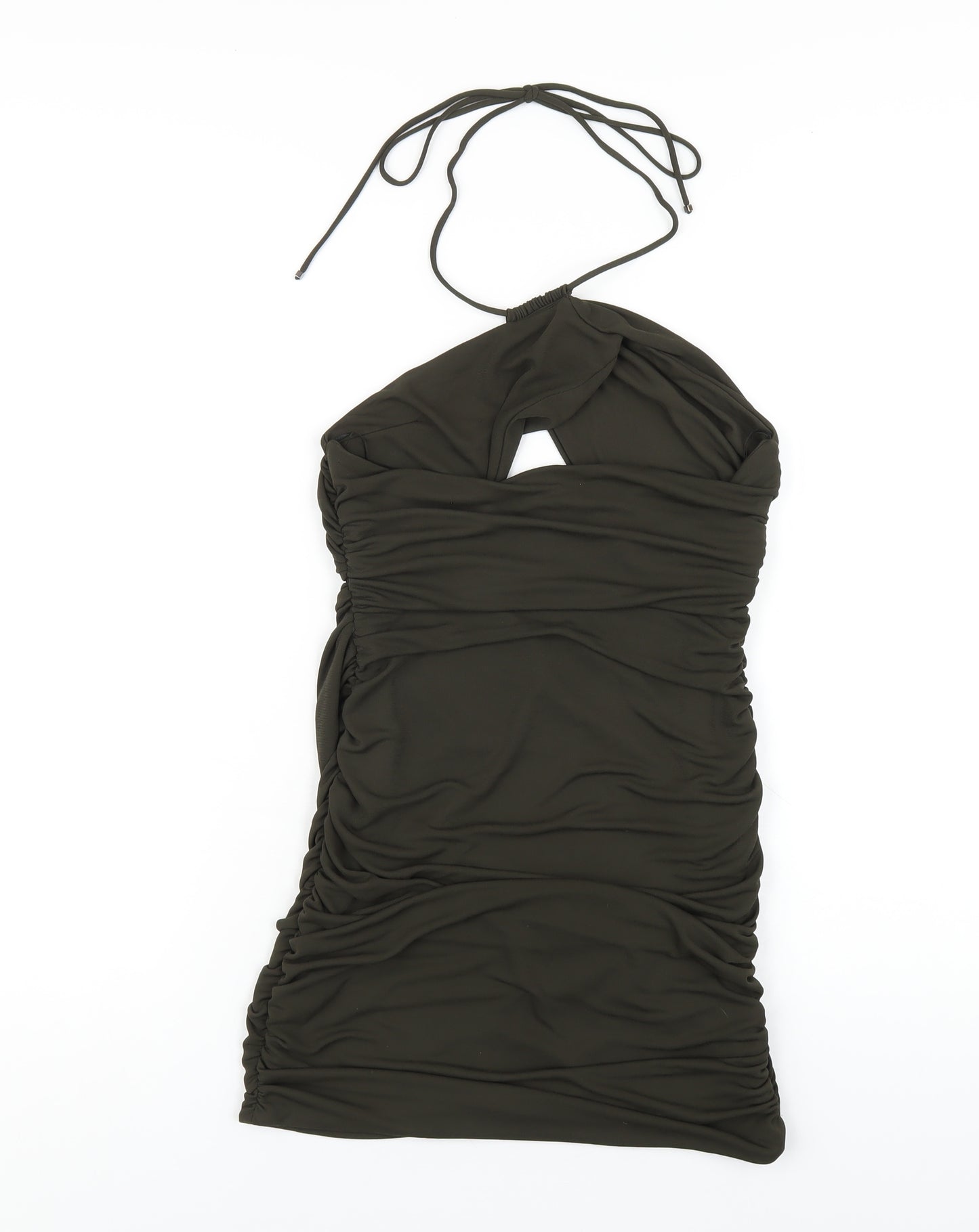 Zara Womens Green Polyester Mini Size S Halter Pullover