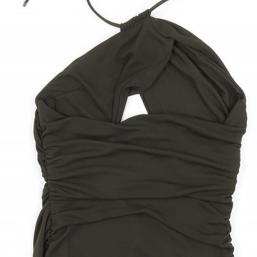 Zara Womens Green Polyester Mini Size S Halter Pullover