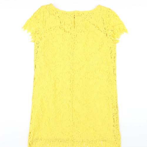 Zara Womens Yellow Polyester A-Line Size L Round Neck Pullover
