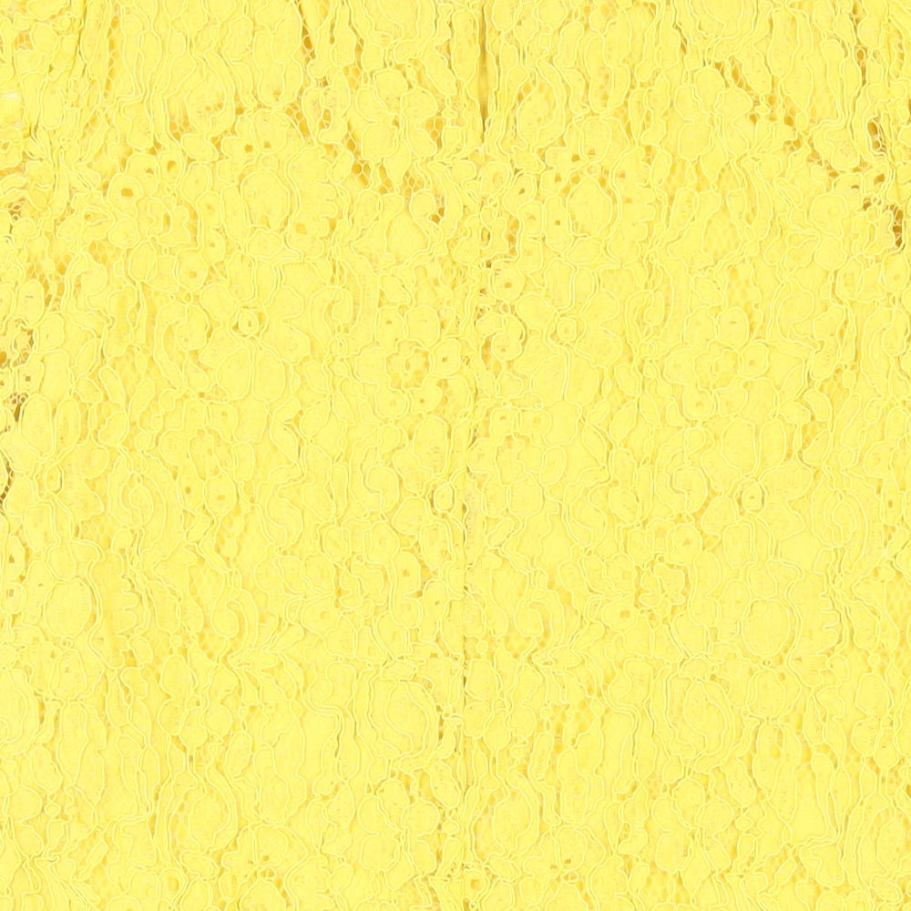 Zara Womens Yellow Polyester A-Line Size L Round Neck Pullover