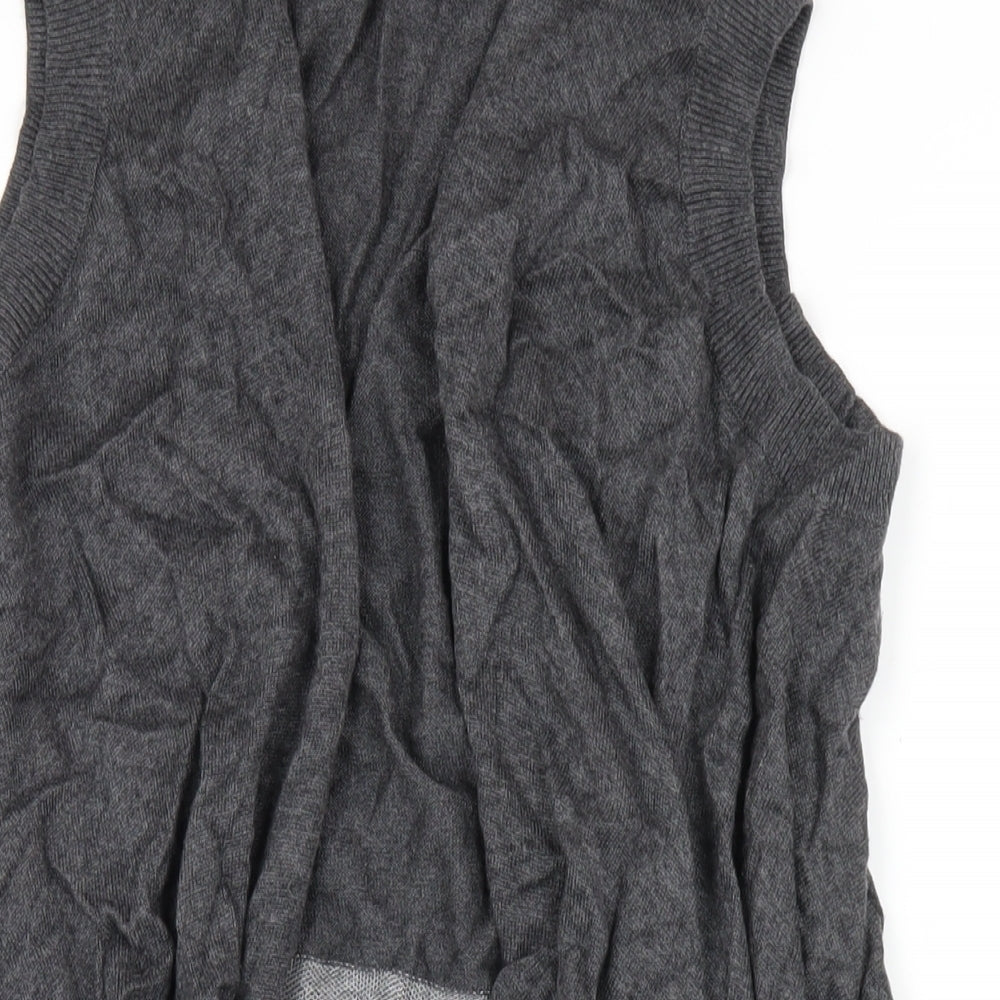 Laura Ashley Womens Grey V-Neck Geometric Cotton Cardigan Jumper Size M