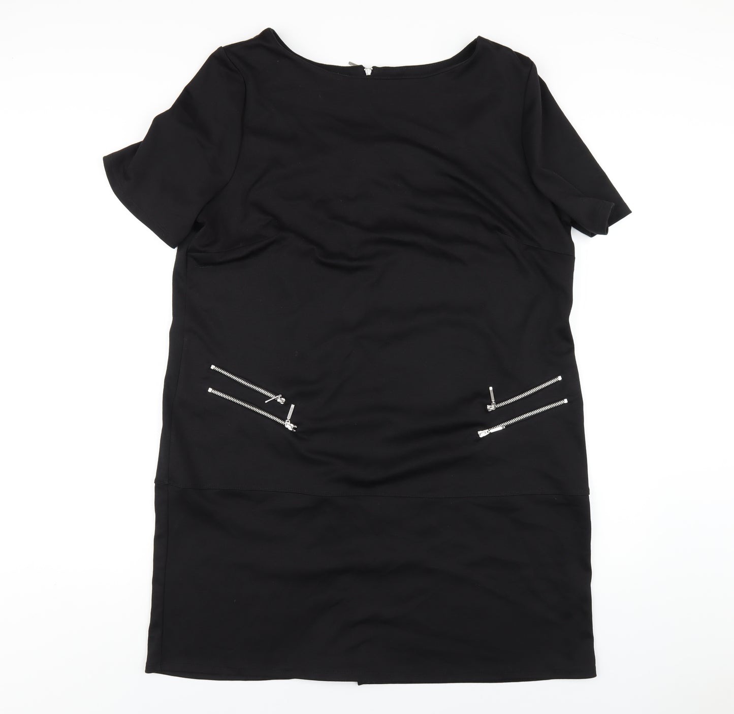 Wallis Womens Black Polyester A-Line Size 18 Round Neck Zip