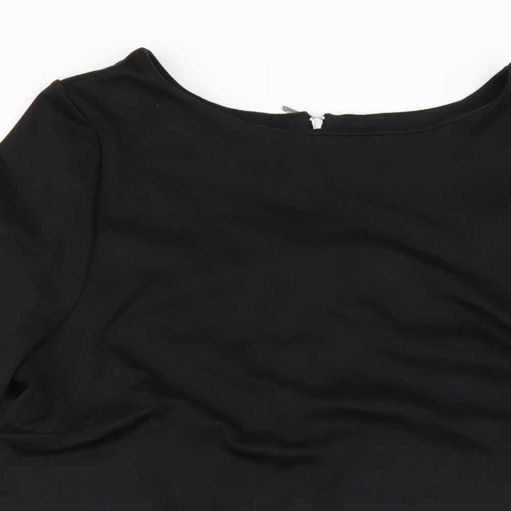 Wallis Womens Black Polyester A-Line Size 18 Round Neck Zip