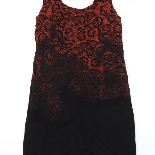 Mint Velvet Womens Black Animal Print Polyester Tank Dress Size 8 Scoop Neck Pullover - Snake print