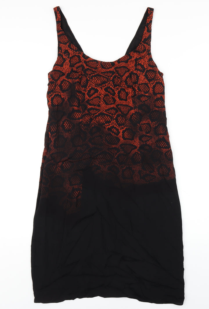 Mint Velvet Womens Black Animal Print Polyester Tank Dress Size 8 Scoop Neck Pullover - Snake print