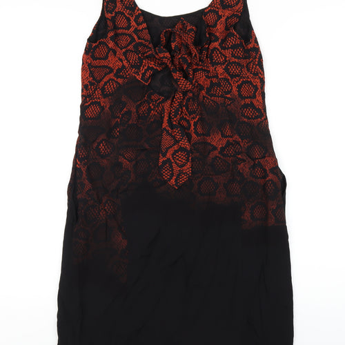 Mint Velvet Womens Black Animal Print Polyester Tank Dress Size 8 Scoop Neck Pullover - Snake print