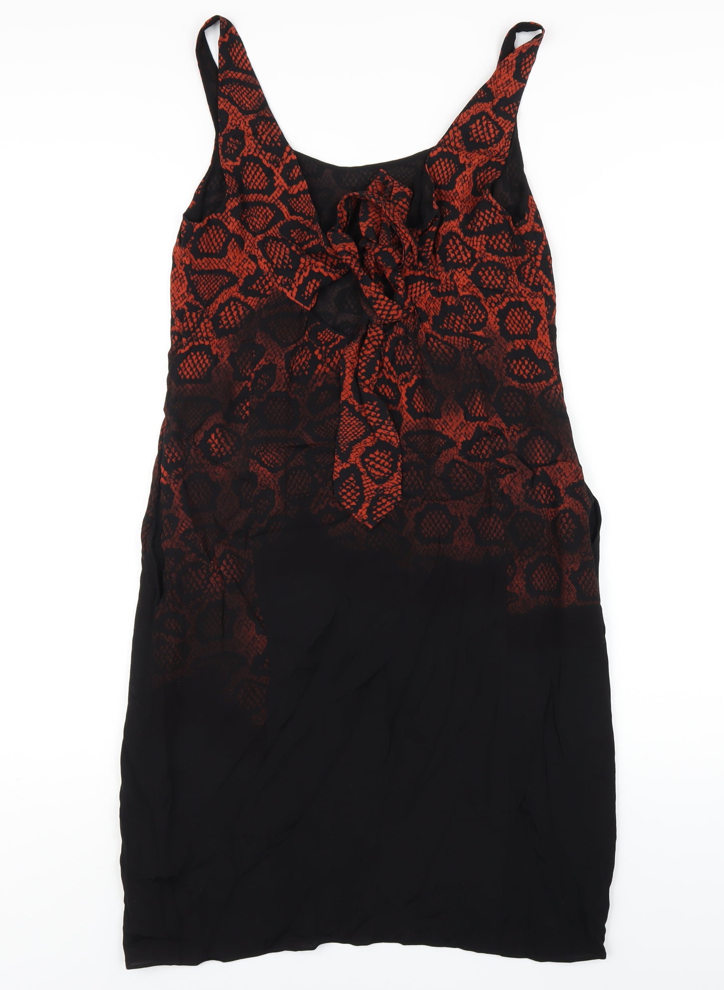 Mint Velvet Womens Black Animal Print Polyester Tank Dress Size 8 Scoop Neck Pullover - Snake print