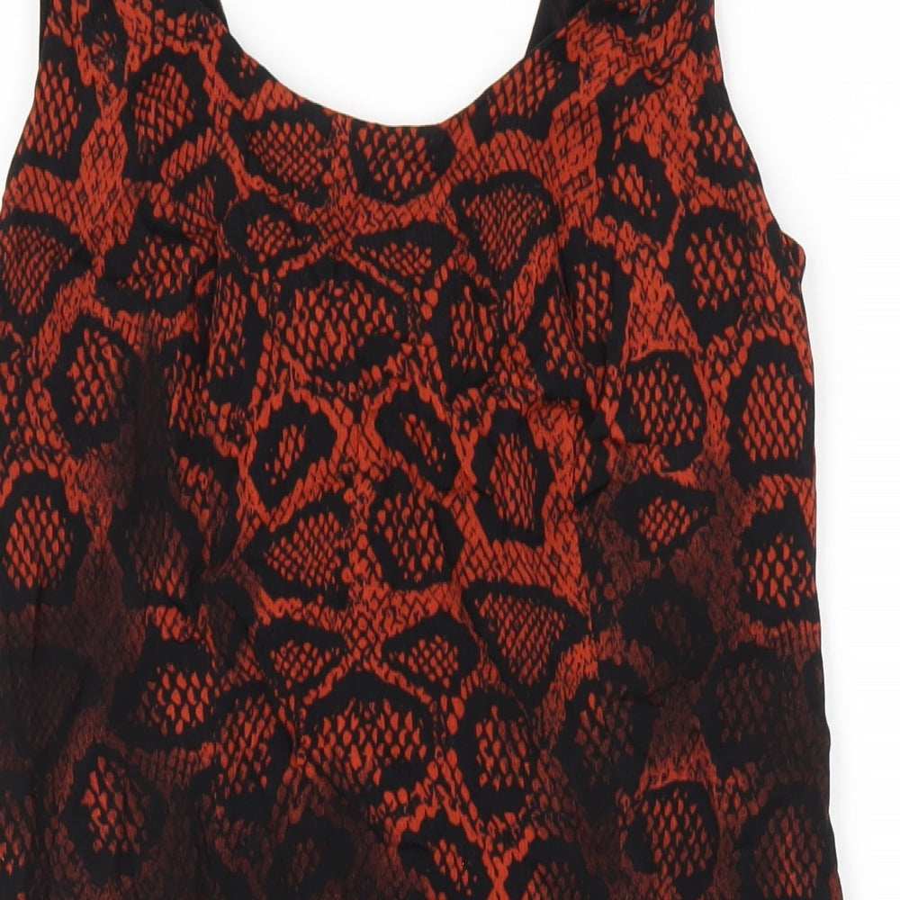 Mint Velvet Womens Black Animal Print Polyester Tank Dress Size 8 Scoop Neck Pullover - Snake print