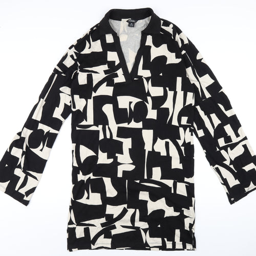 Monki Womens Black Geometric Cotton A-Line Size XS V-Neck Pullover