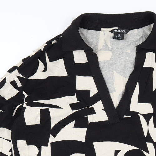 Monki Womens Black Geometric Cotton A-Line Size XS V-Neck Pullover