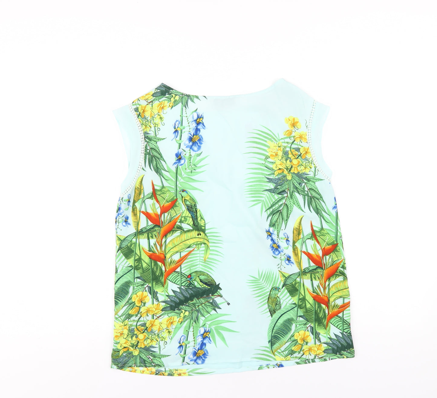 Oasis Womens Multicoloured Geometric Polyester Basic T-Shirt Size 10 Round Neck