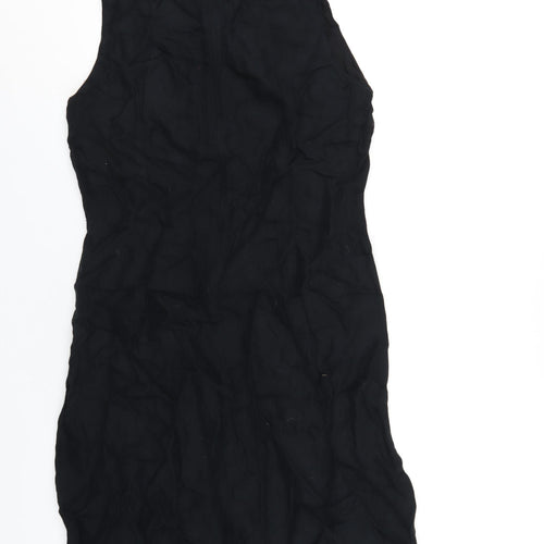 Monsoon Womens Black Viscose Tank Dress Size 12 Round Neck Zip