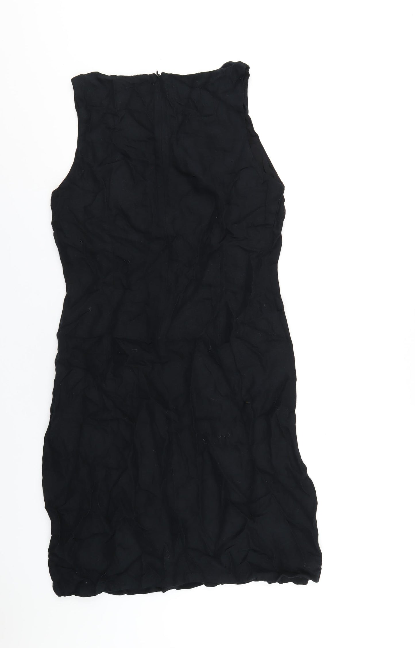 Monsoon Womens Black Viscose Tank Dress Size 12 Round Neck Zip