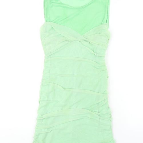 Zara Womens Green Polyester Bodycon Size XL Round Neck Pullover