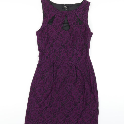 Oasis Womens Purple Polyester A-Line Size 8 Round Neck Zip