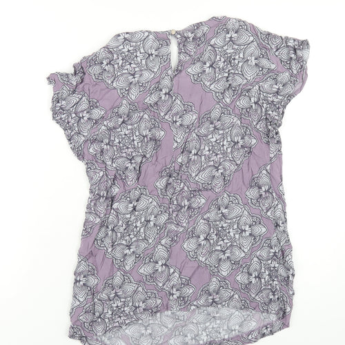 White Stuff Womens Purple Viscose Basic T-Shirt Size 12 V-Neck