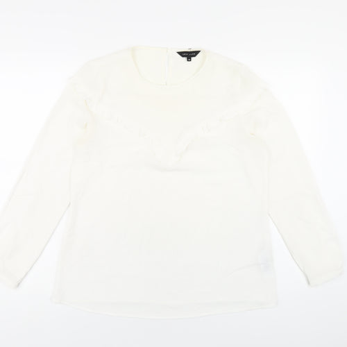 New Look Womens White Polyester Basic Blouse Size 10 Round Neck
