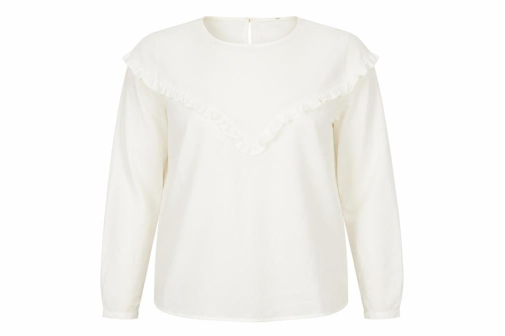 Front view of New Look women’s white polyester basic blouse, size UK 10, round neck