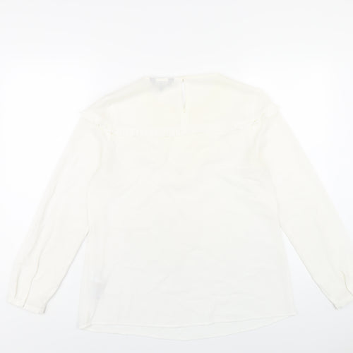 New Look Womens White Polyester Basic Blouse Size 10 Round Neck