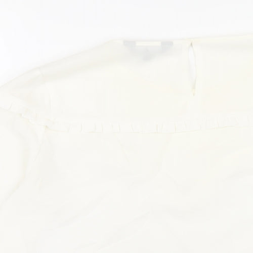 New Look Womens White Polyester Basic Blouse Size 10 Round Neck