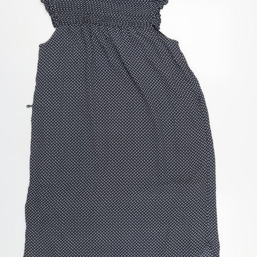 H&M Womens Blue Geometric Polyester A-Line Size 10 Round Neck Pullover