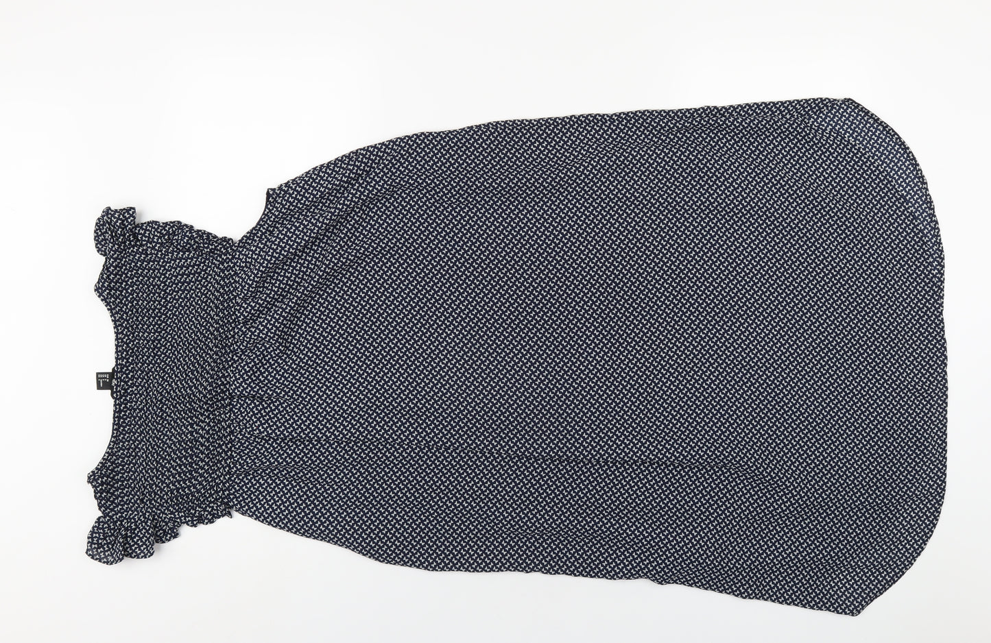 H&M Womens Blue Geometric Polyester A-Line Size 10 Round Neck Pullover