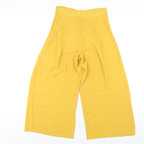 New Look Womens Yellow Polyester Trousers Size 8 L24 in Regular Zip
