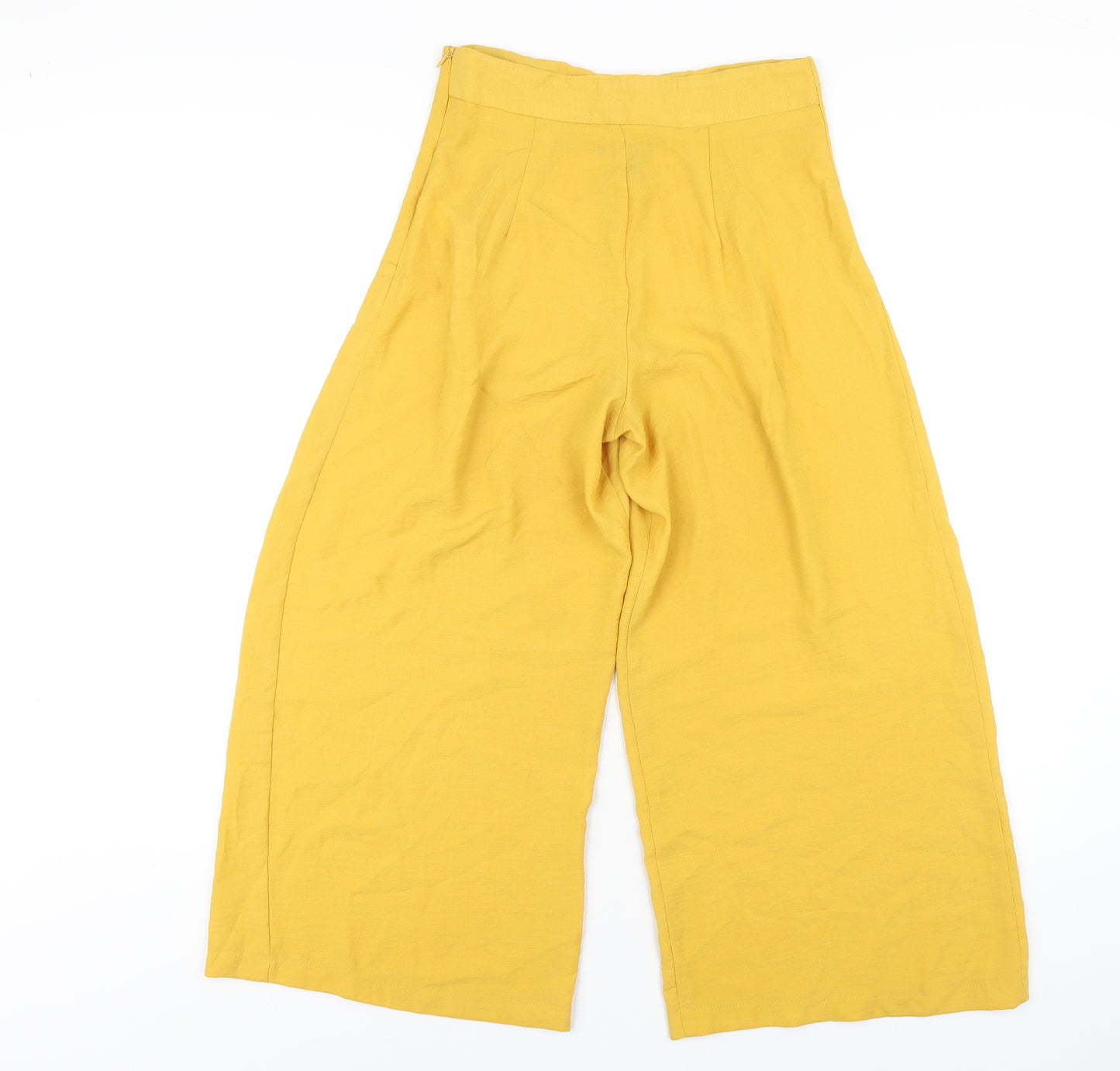 New Look Womens Yellow Polyester Trousers Size 8 L24 in Regular Zip