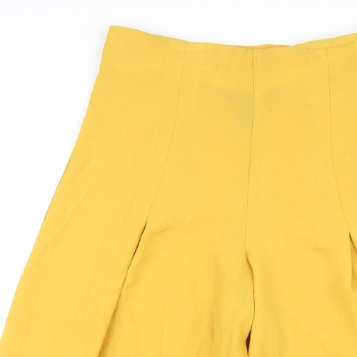 New Look Womens Yellow Polyester Trousers Size 8 L24 in Regular Zip