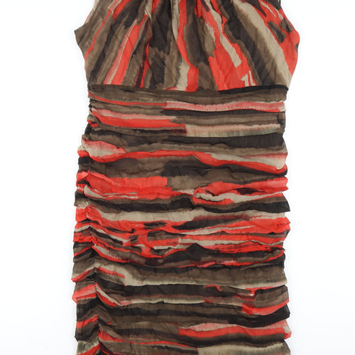 Coast Womens Multicoloured Geometric Polyester Bodycon Size 14 Round Neck Zip
