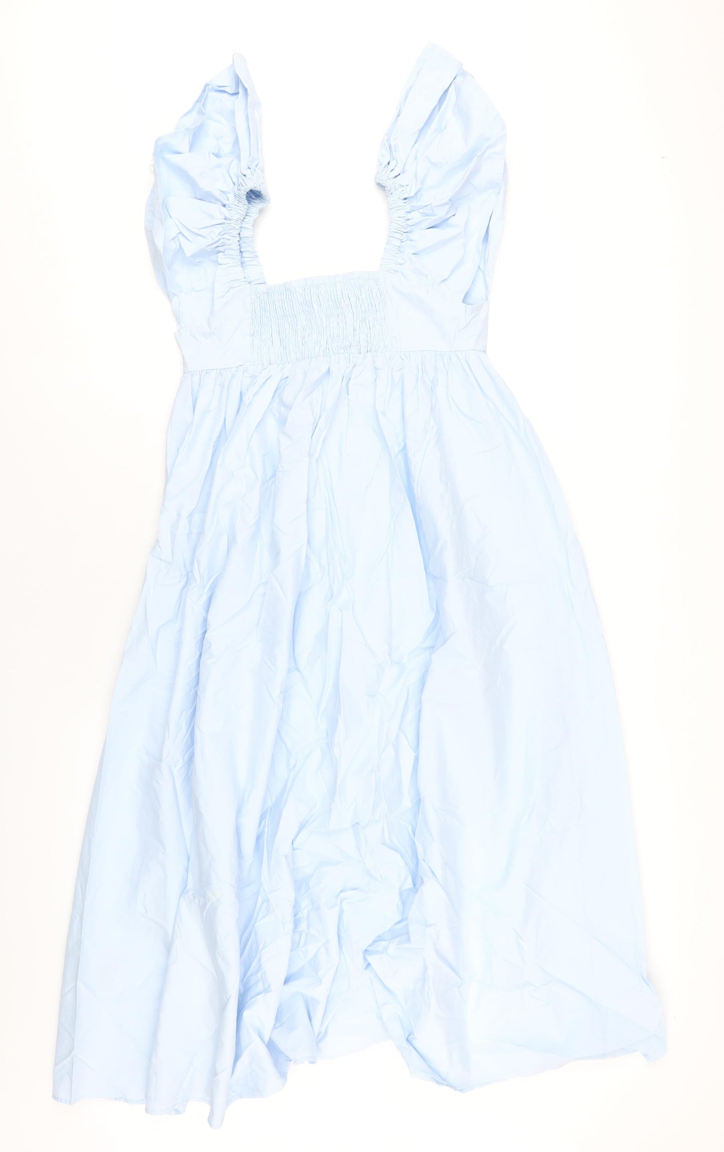 H&M Womens Blue Cotton A-Line Size S Square Neck Pullover