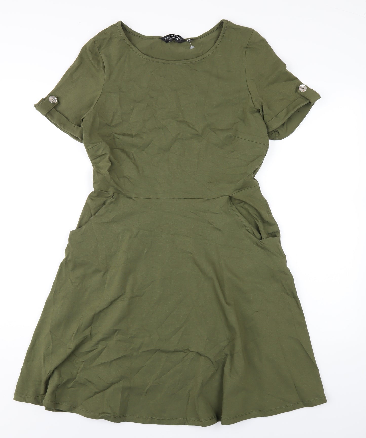 Dorothy Perkins Womens Green Cotton A-Line Size 14 Round Neck Pullover