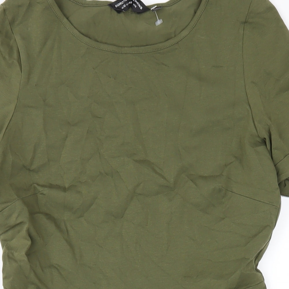 Dorothy Perkins Womens Green Cotton A-Line Size 14 Round Neck Pullover