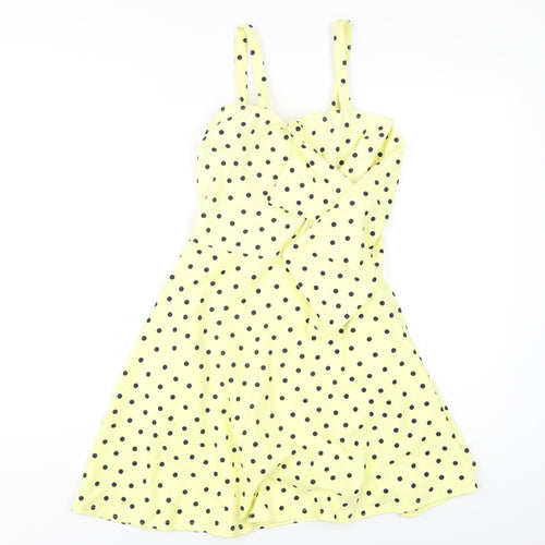 Boohoo Womens Yellow Polka Dot Polyester A-Line Size 8 Sweetheart Pullover