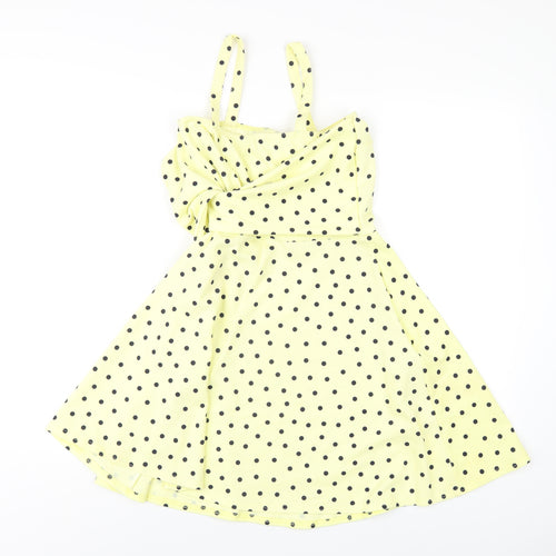 Boohoo Womens Yellow Polka Dot Polyester A-Line Size 8 Sweetheart Pullover