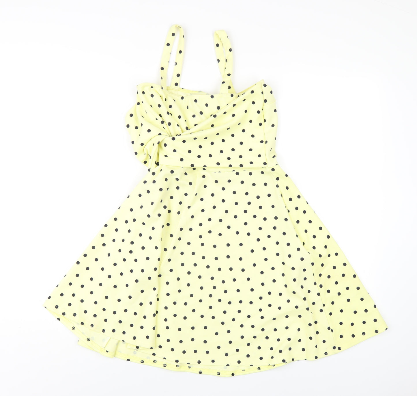Boohoo Womens Yellow Polka Dot Polyester A-Line Size 8 Sweetheart Pullover