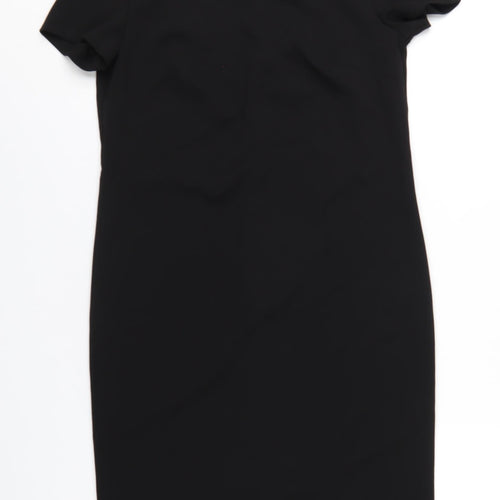 Apart Womens Black Polyester A-Line Size 8 Round Neck Zip - Tassle
