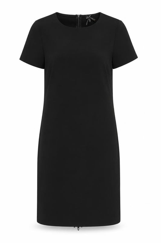 Front view of Apart women’s black polyester a-line, size UK 8, round neck zip - tassle